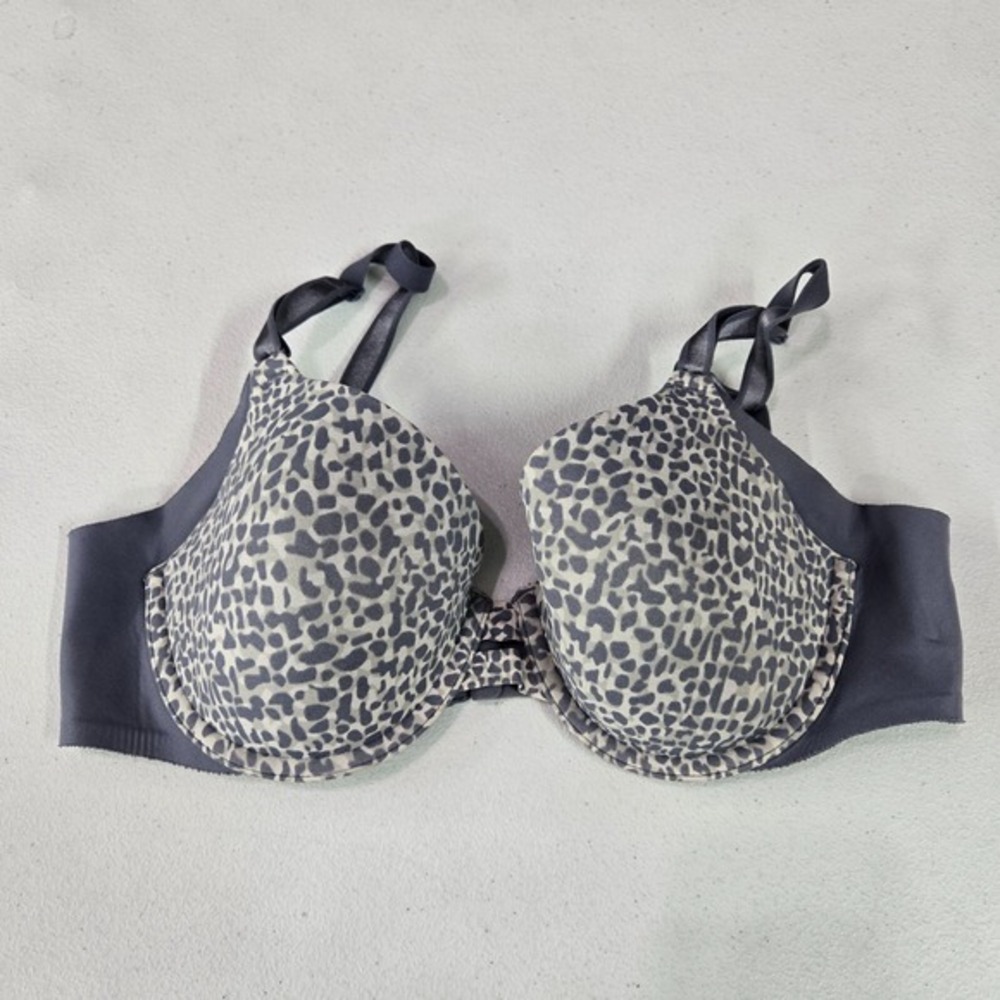 Warners Women Bra 34B Gray Cheetah Underwire Lightly Lined Adjustable
